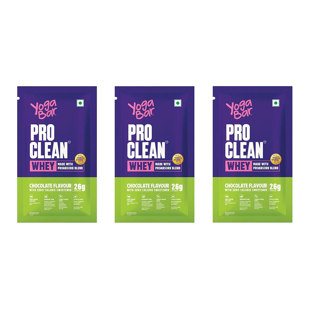 1 - Yogabar Pro Clean Whey,  3 sachets/pack  Chocolate with Zero Calorie Sweetener 