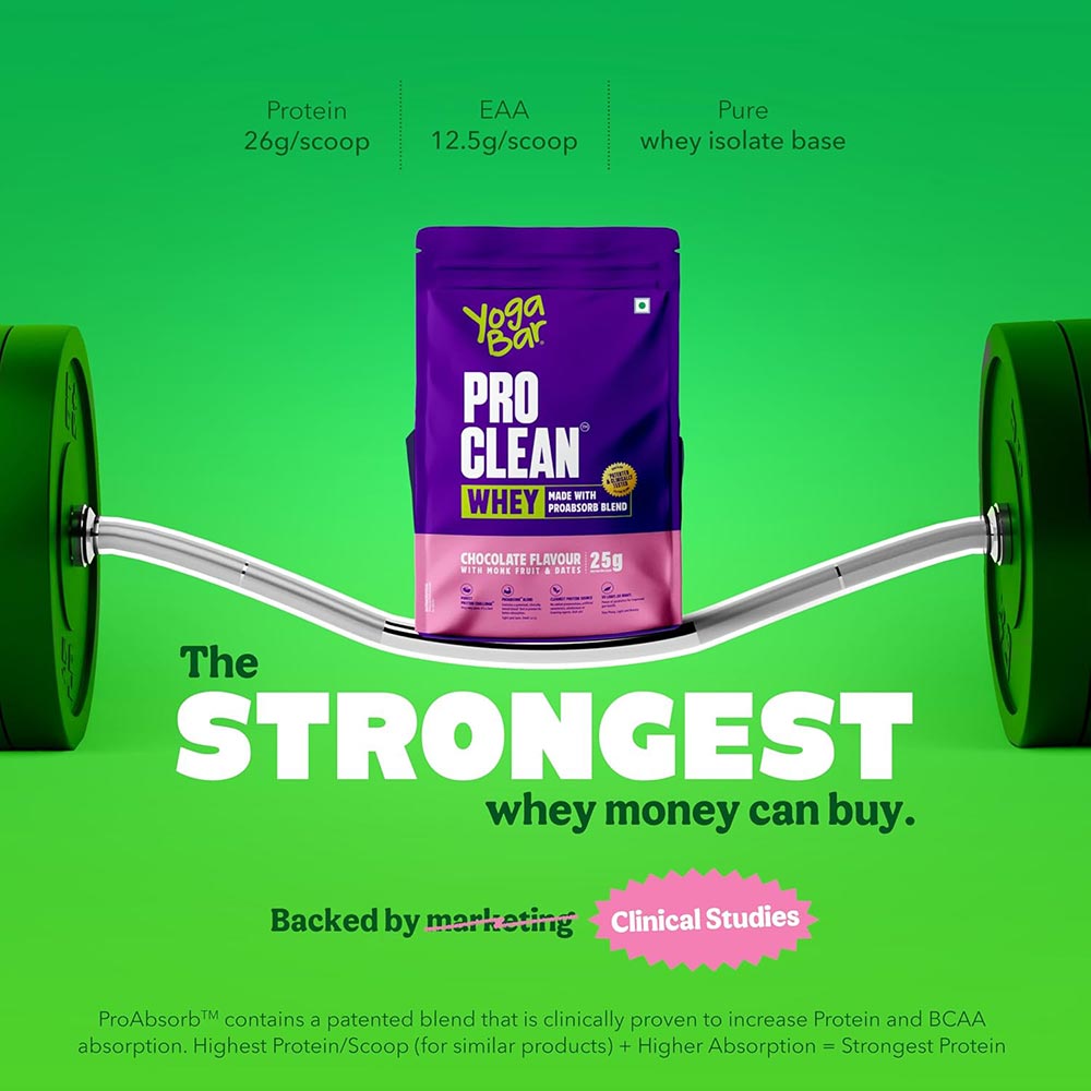 2 - Yogabar Pro Clean Whey,  1 sachets/pack  Chocolate with Monk Fruit & Dates 