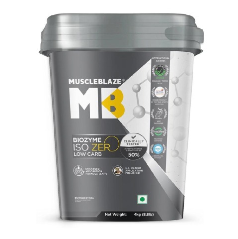1 - MuscleBlaze Biozyme Iso-Zero,  8.8 lb  Low Carb Ice Cream Chocolate 