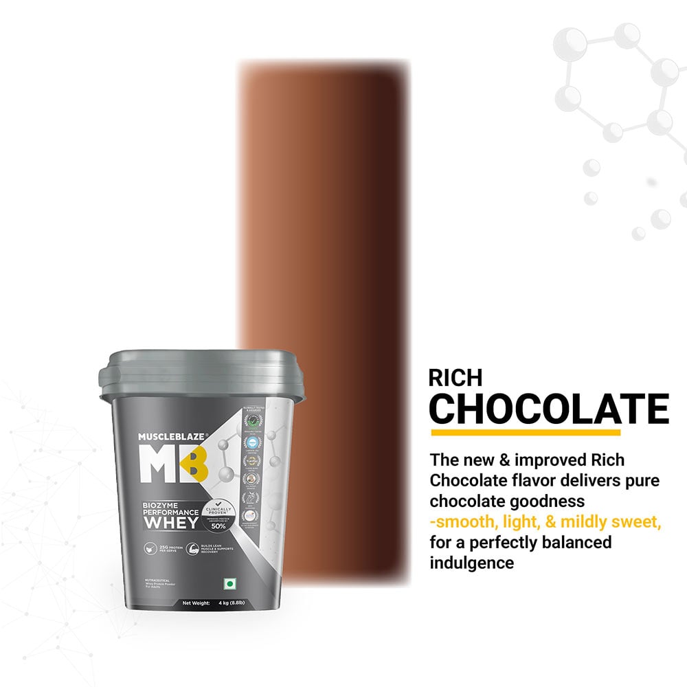 3 - MuscleBlaze Biozyme Performance Whey,  8.8 lb  Rich Chocolate