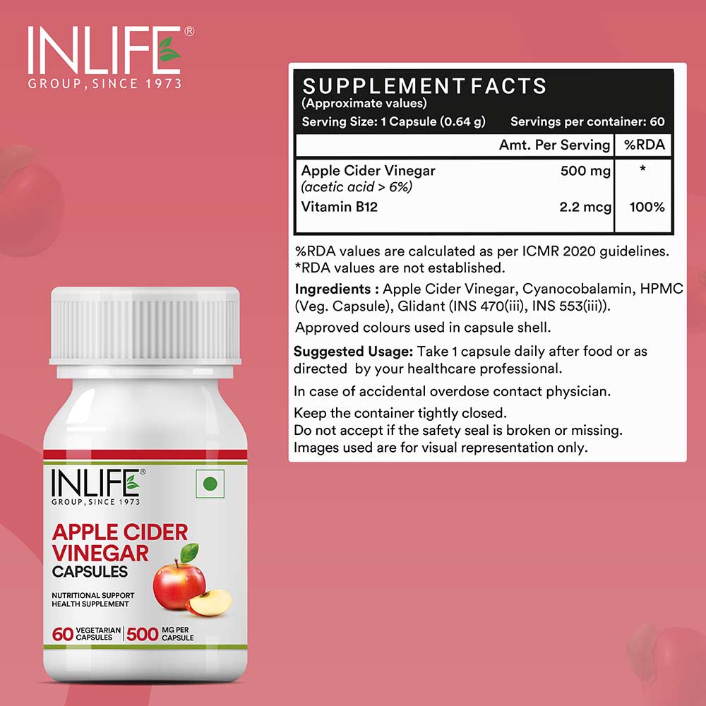 8 - INLIFE Apple Cider Vinegar,  60 capsules  Natural 