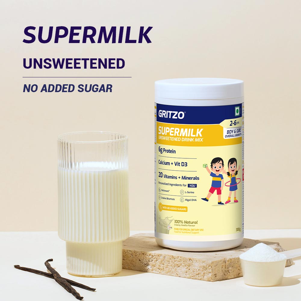 2 - Supermilk Overall Growth for 2-6 Yrs Boy/Girl,  300 g  Unsweetend Creamy Vanilla  2-6 Yrs  Boy/Girl  Overall Growth