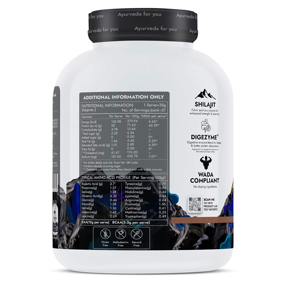 9 - Kapiva Him Foods Testofuel Shilajit Whey Protein,  4.4 lb  Belgian Chocolate 