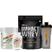 Fuel One Impact Whey Protein 1kg Chocolate & Creatine Monohydrate 100g & Daily Multivitamin 30 Tabs & Shaker Combo