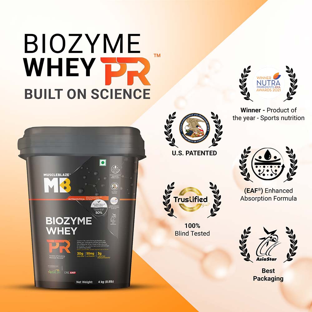 6 - MuscleBlaze Biozyme Whey PR,  8.8 lb  Chocolate Fudge