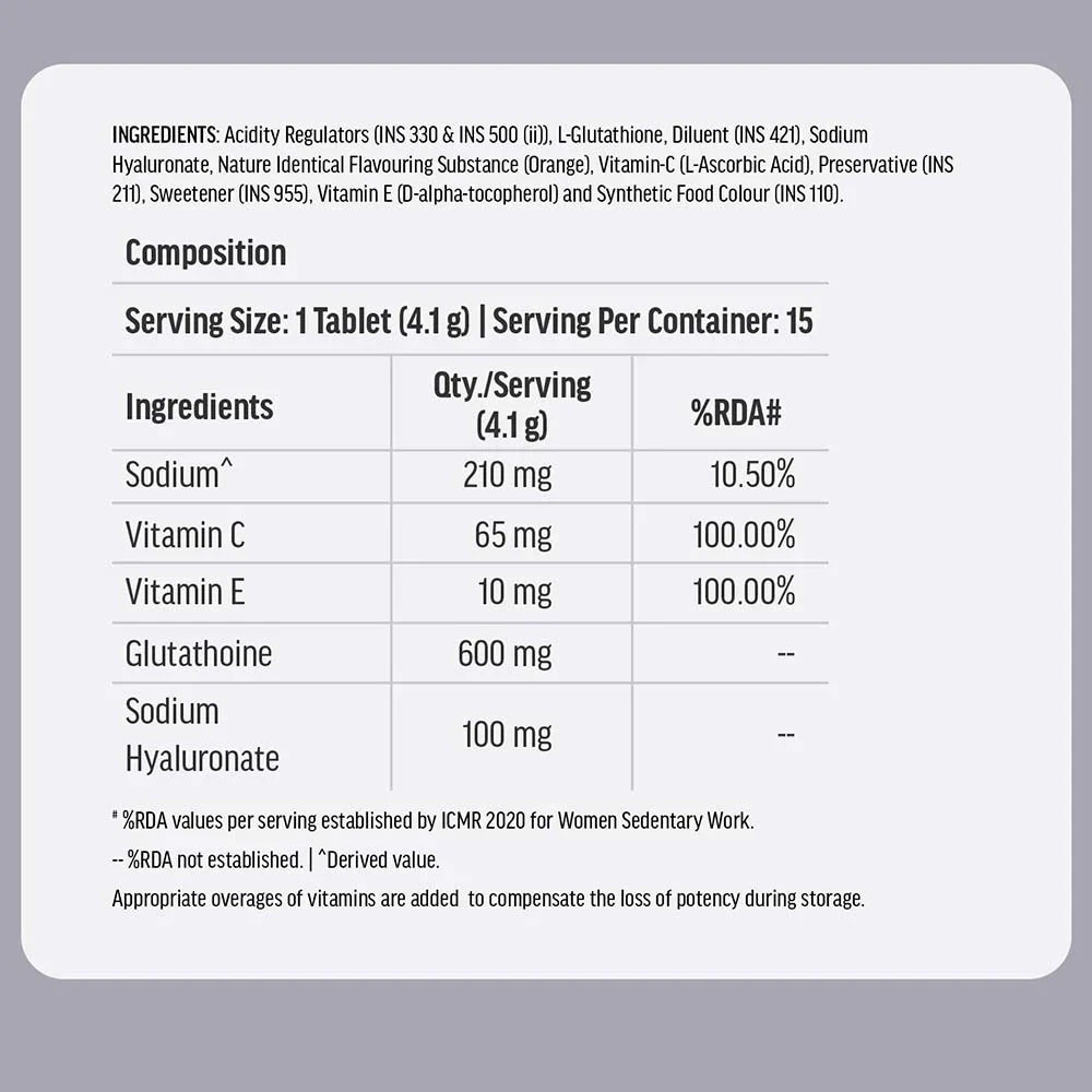 HealthKart HK Vitals Glutathione Effervescent Orange 15 tabs & 5% Niacinamide Face Serum 30 ml Combo