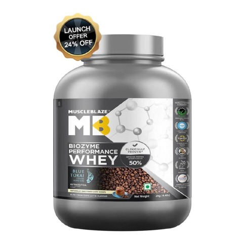 MuscleBlaze Biozyme Performance Whey,  4.4 lb  Blue Tokai Cafe Latte 