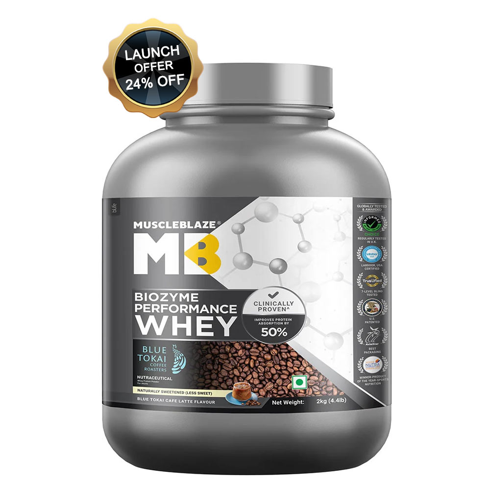 MuscleBlaze Biozyme Performance Whey,  4.4 lb  Blue Tokai Cafe Latte 