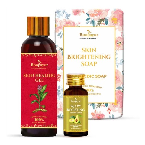 1 - Roopayur Glow Boosting Combo, 3 Piece(s)/Pack Skin Brightening Soap + Glow Boosting Serum + Skin Healing Gel