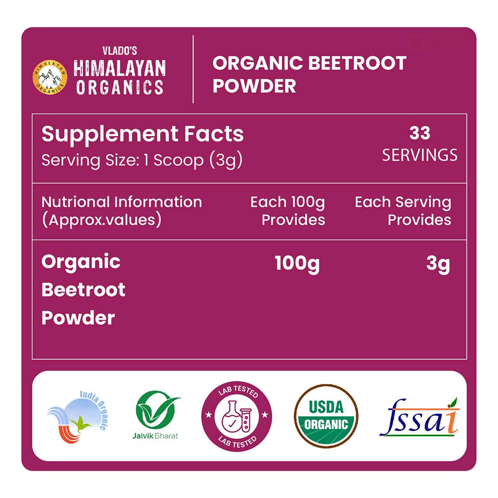 4 - Vlado's Himalayan Organics Organic Beetroot Powder,  100 g 