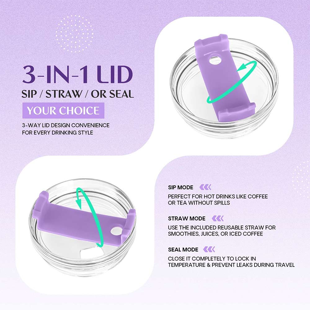 4 - GHC Nutrigize Stainless Steel Tumbler Hot and Cold with Handle and Steel straw,  Purple  1.2 L 