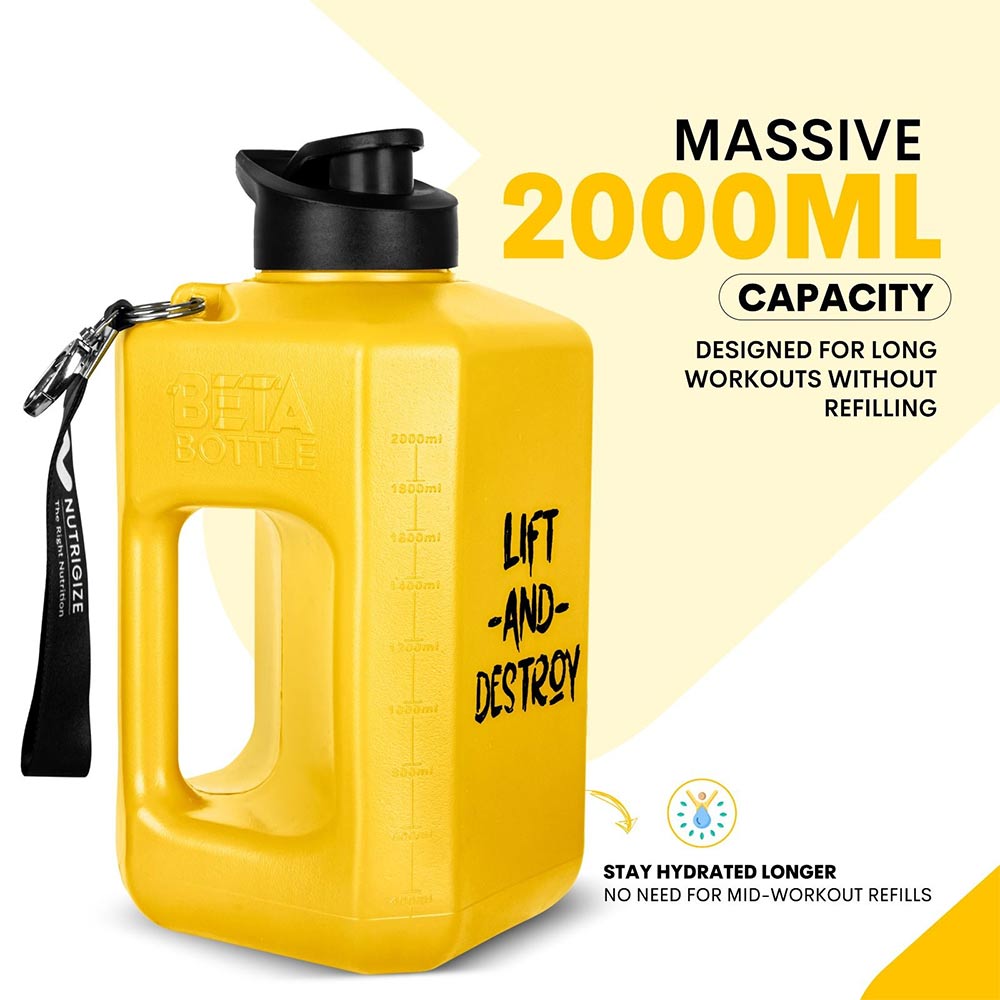 4 - GHC Nutrigize Leakproof Gallon Water Bottle with Handle,  Yellow  2 L 