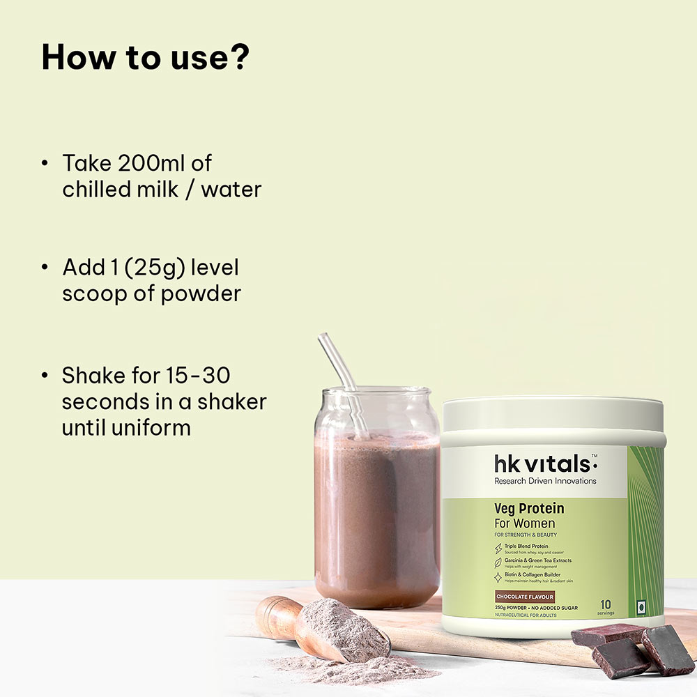 7 - HealthKart HK Vitals Protein for Women,  0.55 lb  Chocolate, 100% VEG