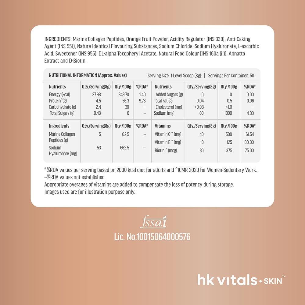 11 - HealthKart HK Vitals Skin Radiance Collagen,  400 g  Mango