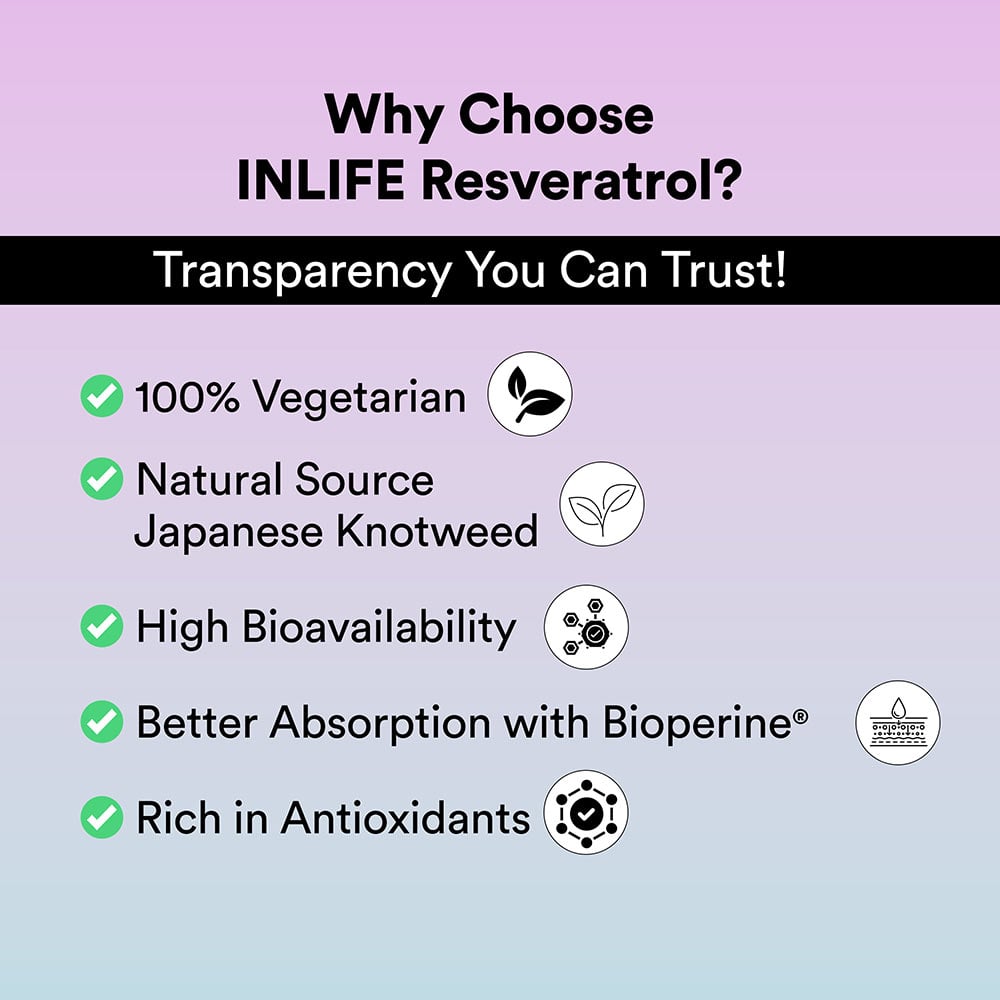 9 - INLIFE Natural Resveratrol 750mg,  60 veggie capsule(s) 