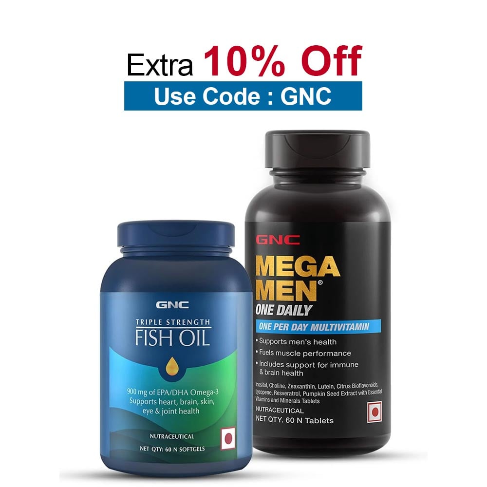 GNC Triple Strength Fish Oil & Mega Men One Daily Multivitamin Combo,  2 Piece(s)/Pack 