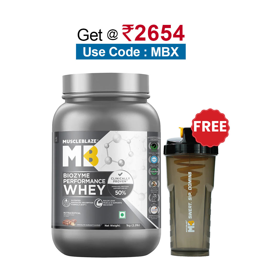 MuscleBlaze Biozyme Performance Whey,  2.2 lb  Chocolate Hazelnut 