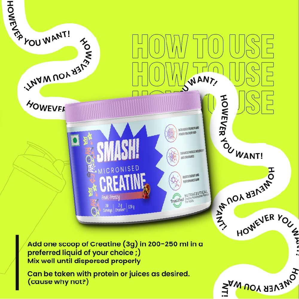 1 - Smash Micronised Creatine Monohydrate,  Fruit Frenzy  0.265 lb