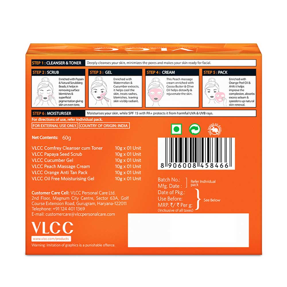 7 - VLCC Single Facial Kit,  60 g  Papaya Fruit 