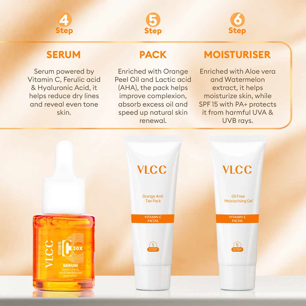 6 - VLCC Vitamin C Facial Kit,  58 g  with Free Vitamin C Serum 