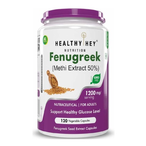 1 - HealthyHey Nutrition Fenugreek (Methi Extract 50%),  120 capsules 