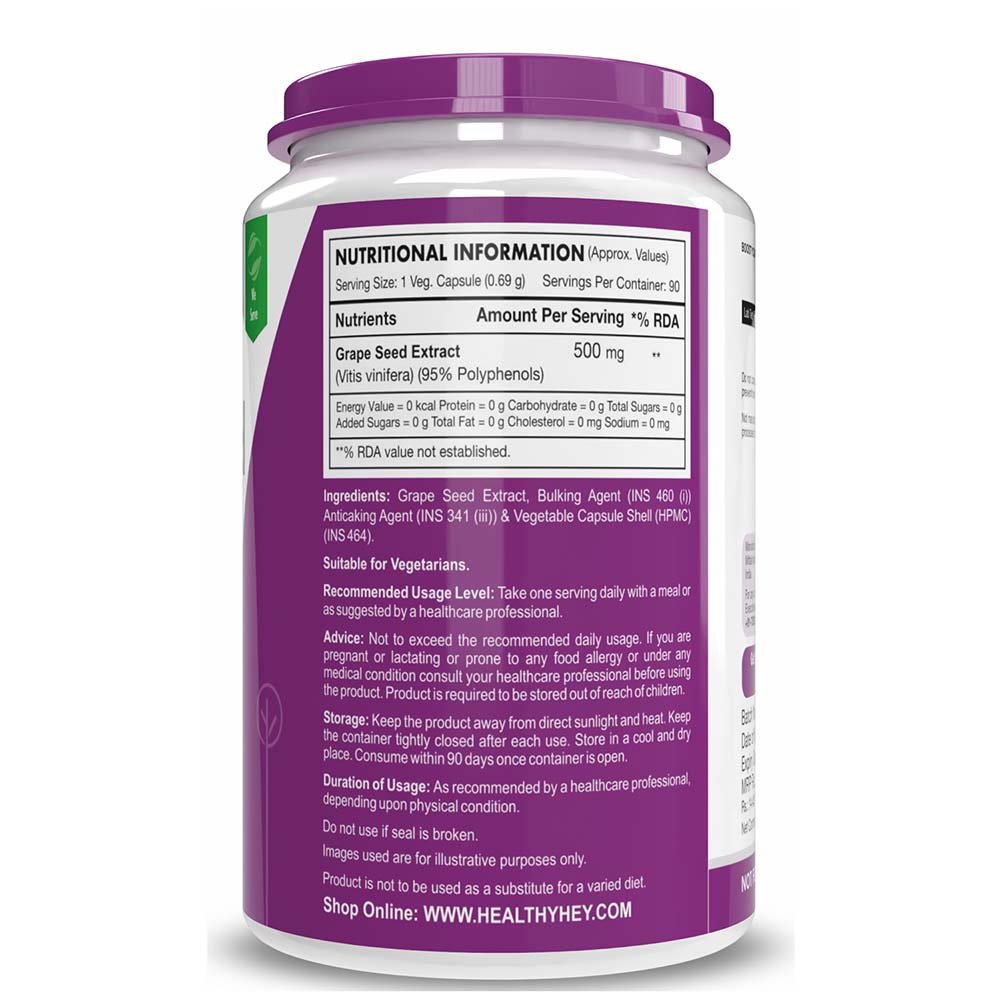 2 - HealthyHey Nutrition Grape Seed Extract,  90 capsules 