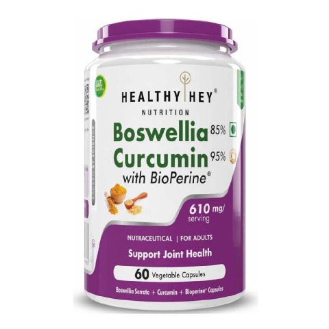 1 - HealthyHey Nutrition Boswellia & Curcumin with Bioperine,  60 capsules 