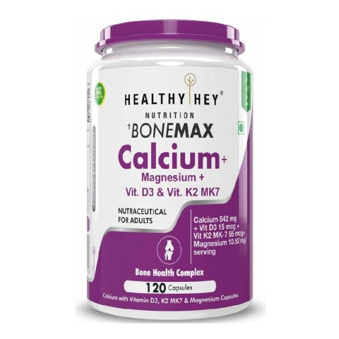 1 - HealthyHey Nutrition Calcium + Magnesium with Vitamin D3 & K2 Mk7 Bonemax,  120 capsules  Unflavoured 