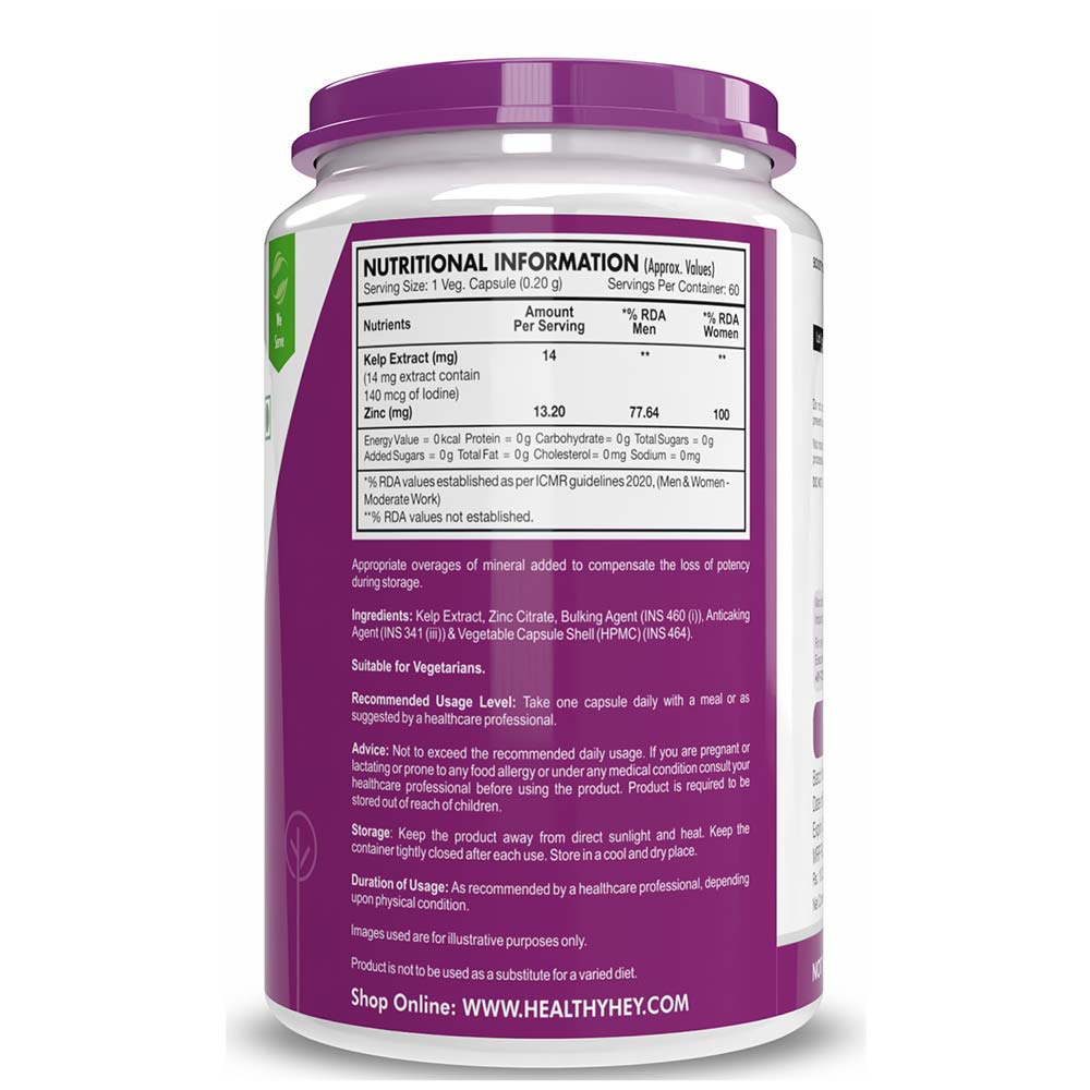 2 - HealthyHey Nutrition Kelp Extract + Zinc Citrate,  60 veggie capsule(s) 