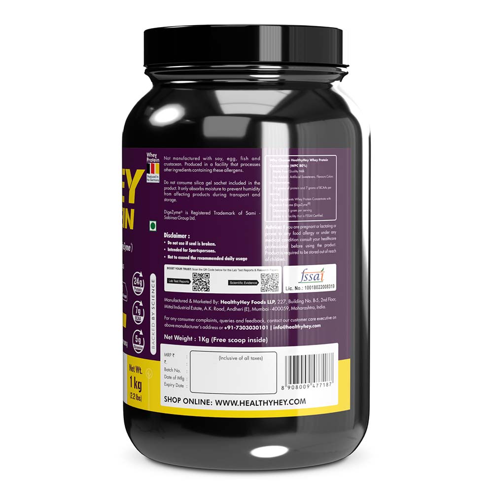 2 - HealthyHey Sports Whey Protein with Digestive Enzymes,  2.2 lb  Unflavoured 