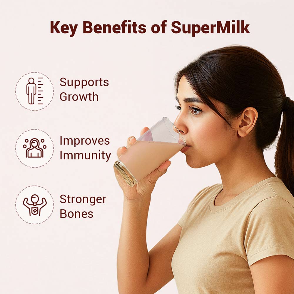 3 - Supermilk Height+ for Girl 13+ years,  800 g  Double Chocolate  13+ Yrs  Girl  Height+  With Unrefined Sugar