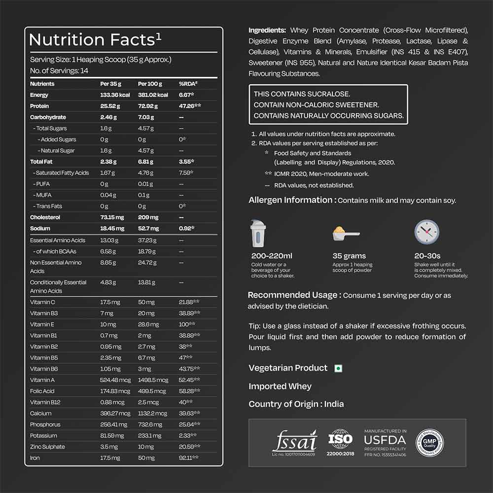 6 - Nutrabay Gold Concentrate Whey Protein,  1.1 lb  Kesar Badam Pista 