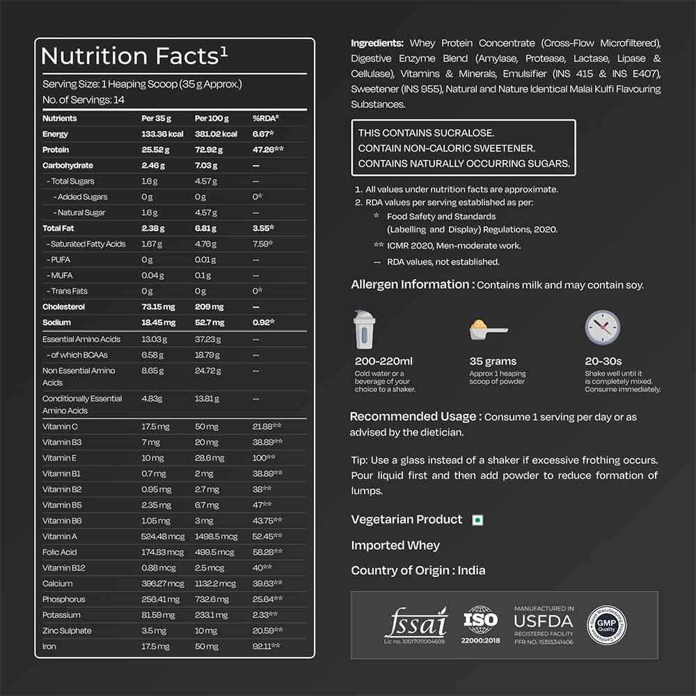 6 - Nutrabay Gold Concentrate Whey Protein,  1.1 lb  Malai Kulfi 