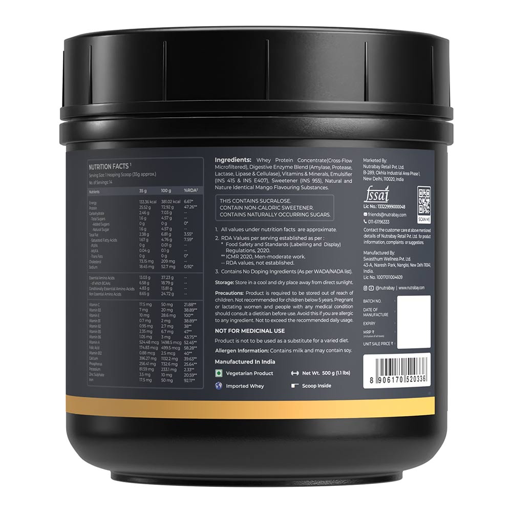 8 - Nutrabay Gold Concentrate Whey Protein,  1.1 lb  Mango 