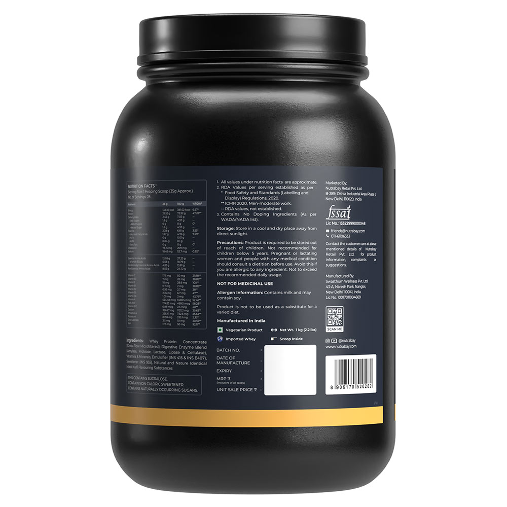 8 - Nutrabay Gold Concentrate Whey Protein,  2.2 lb  Malai Kulfi 