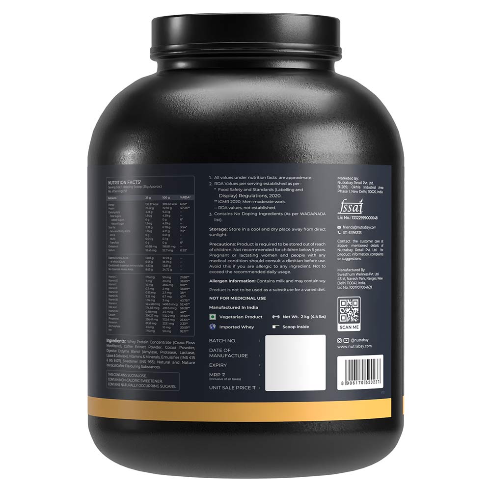 8 - Nutrabay Gold Concentrate Whey Protein,  4.4 lb  Cold Coffee 