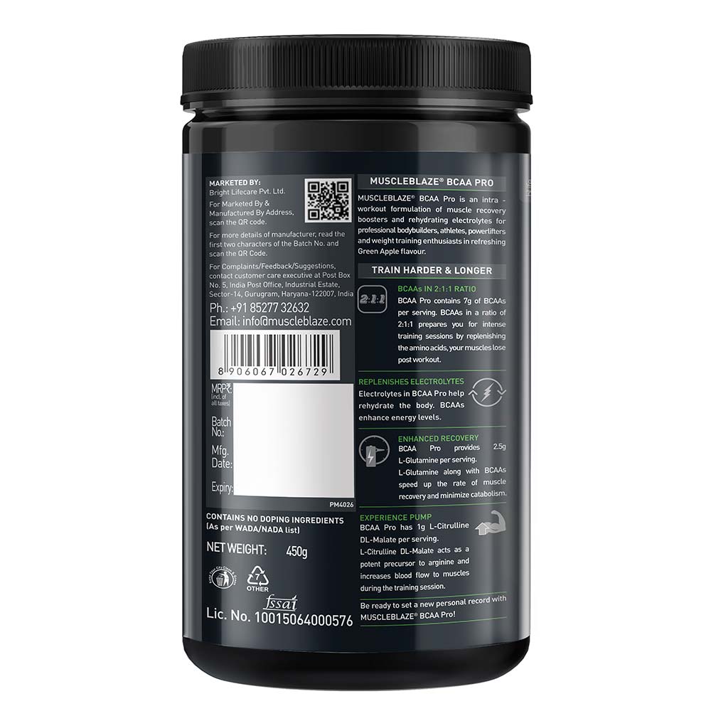 3 - MuscleBlaze BCAA Pro,  0.99 lb  30 Servings  Green Apple 