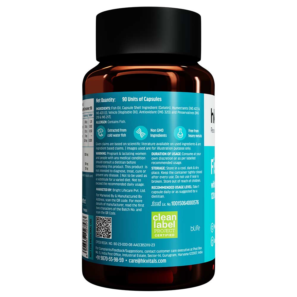 1 - HealthKart HK Vitals Fish Oil 1000mg with 180mg EPA and 120mg DHA,  90 capsules