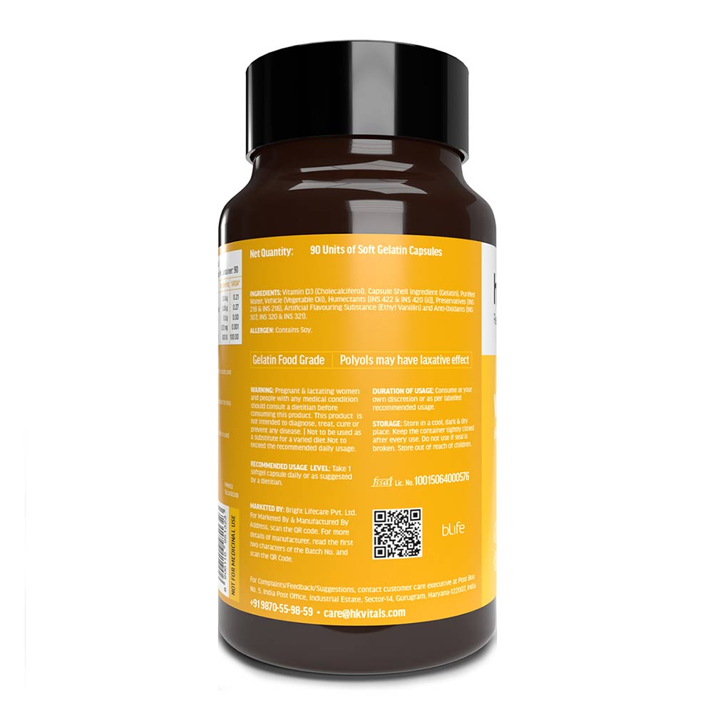 4 - HealthKart HK Vitals Vitamin D3,  90 capsules  Unflavoured