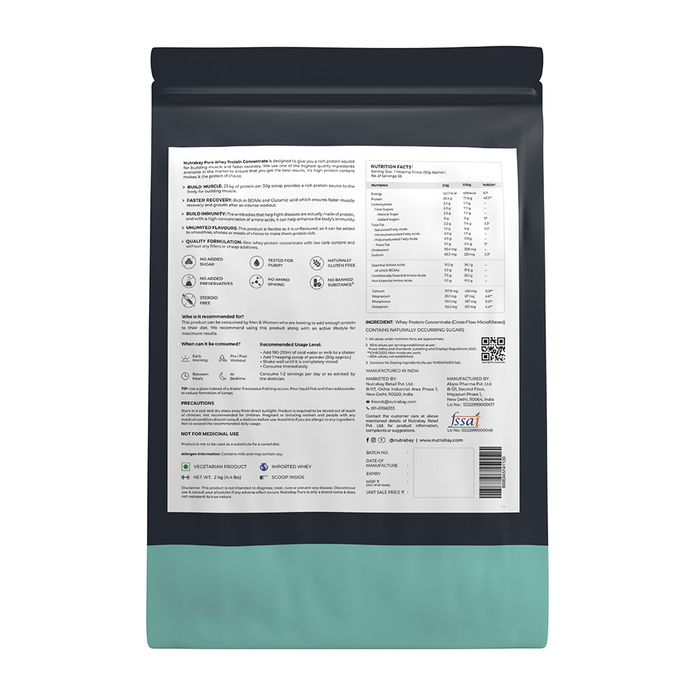 5 - Nutrabay Pure Concentrate Whey Protein,  4.4 lb  Unflavoured 