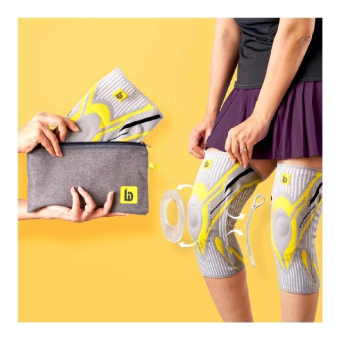 1 - betterhood Premium Knee Sleeve with with Gel Pad & Side Stabilizers,  Grey (Pack of 2)  Large 