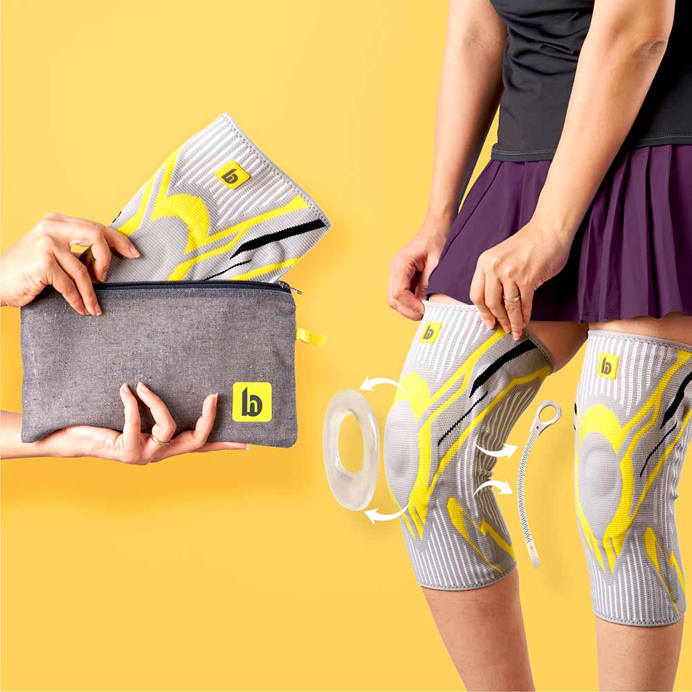 1 - betterhood Premium Knee Sleeve with with Gel Pad & Side Stabilizers,  Grey (Pack of 2)  Large 