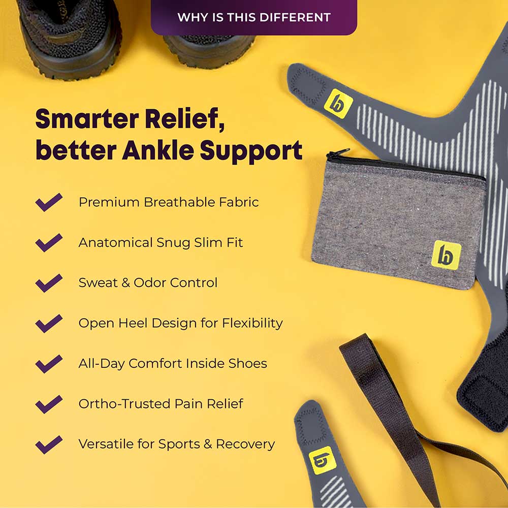 7 - betterhood Ankle Support Brace with ZeroBulk Max Stability Design,  Black & Grey  Medium 