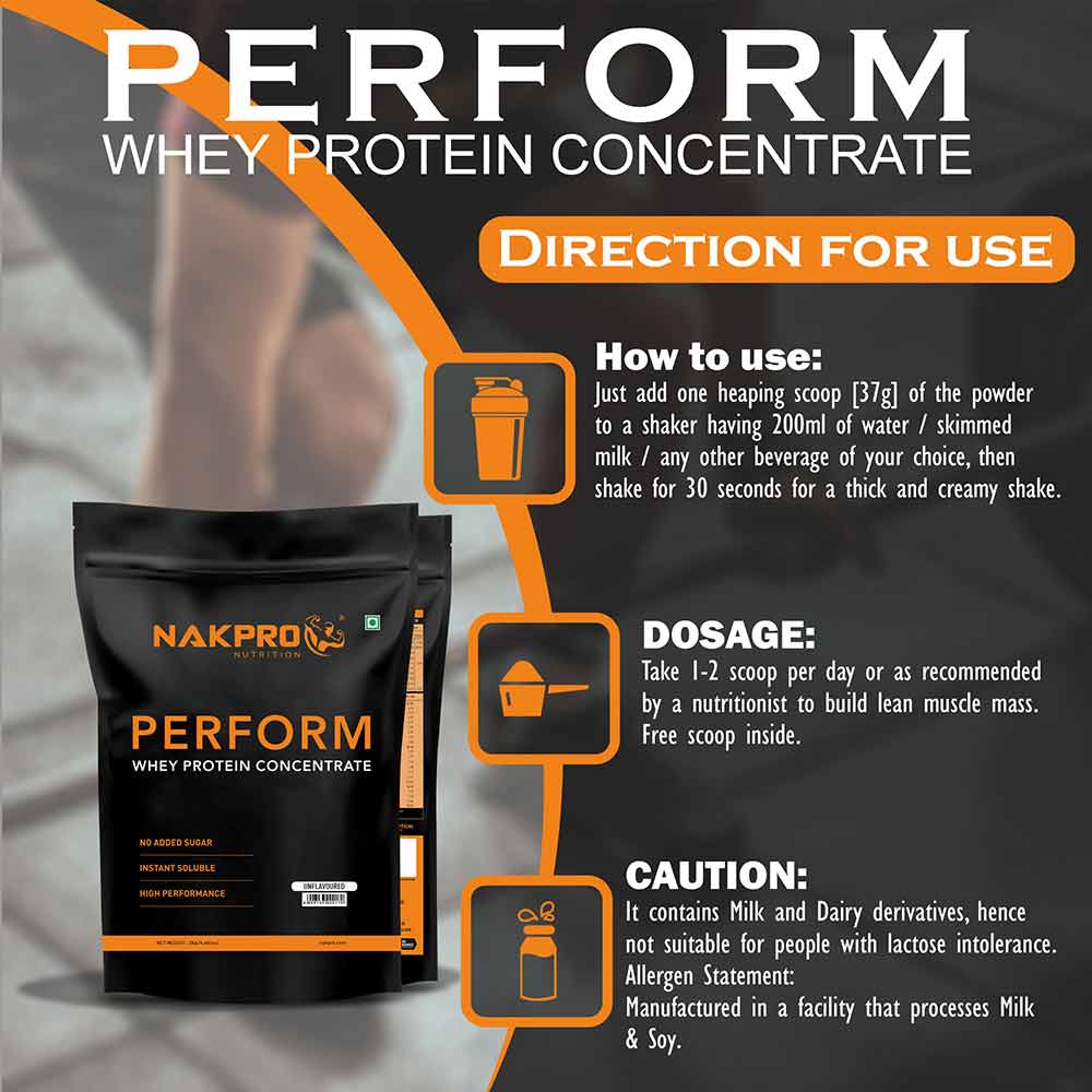 6 - Nakpro Perform Whey Protein Concentrate,  2.2 lb  Unflavoured (Pack of 2) 