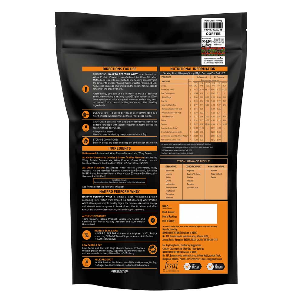 2 - Nakpro Perform Whey Protein Concentrate,  2.2 lb  Coffee 