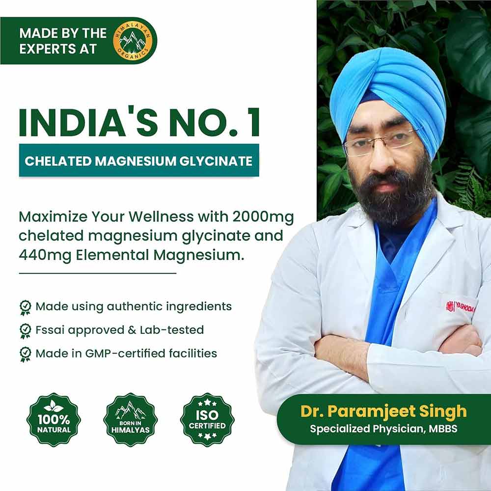 6 - Vlado's Himalayan Organics Chelated Magnesium Glycinate 2000mg,  Unflavoured  30 tablet(s) 