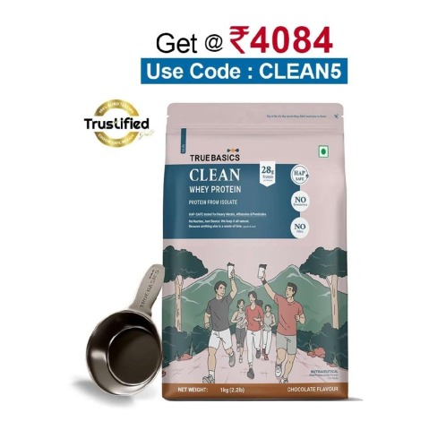 TrueBasics Clean Whey Protein (Isolate), 2.2 lb Chocolate