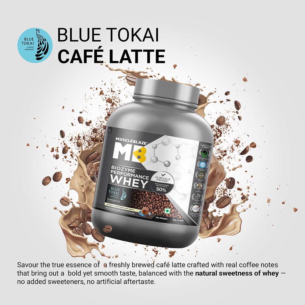 4 - MuscleBlaze Biozyme Performance Whey,  4.4 lb  Blue Tokai Cafe Latte
