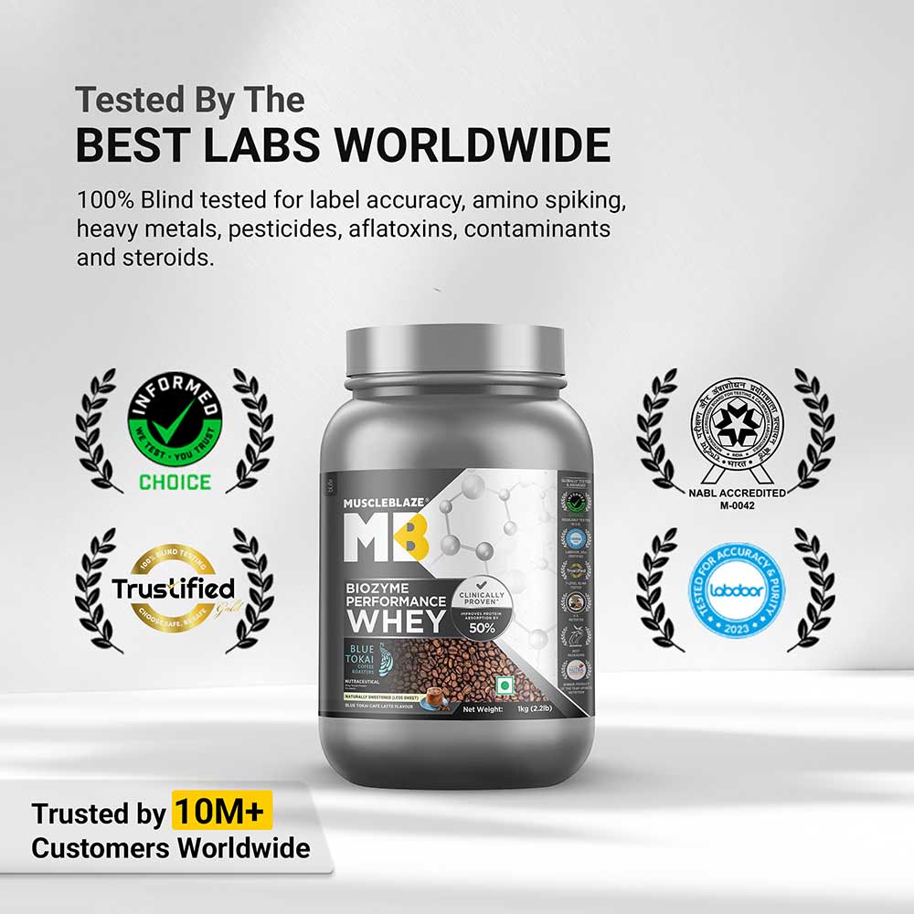 7 - MuscleBlaze Biozyme Performance Whey,  2.2 lb  Blue Tokai Cafe Latte