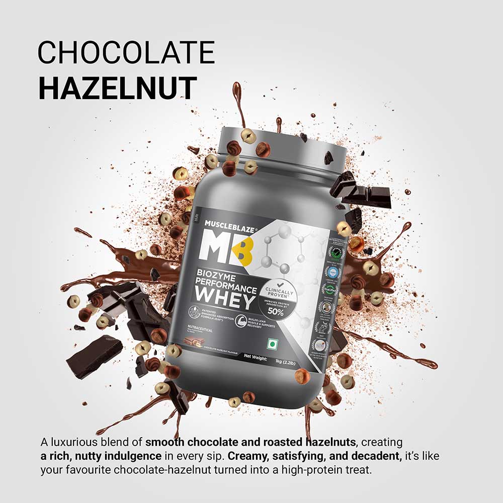 4 - MuscleBlaze Biozyme Performance Whey,  2.2 lb  Chocolate Hazelnut
